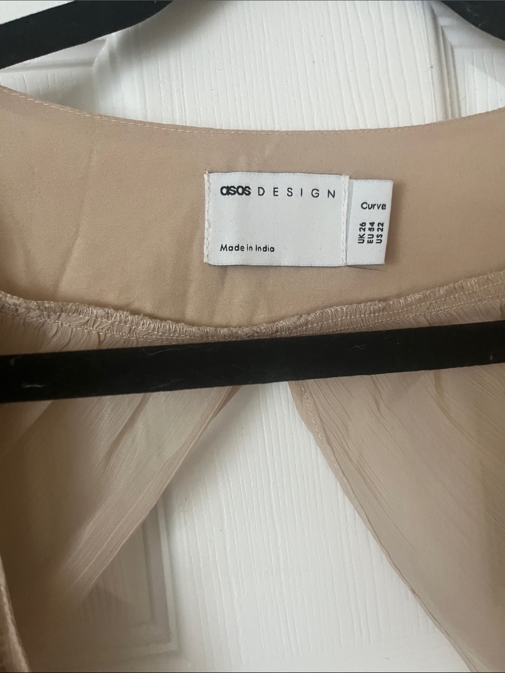 ASOS Curve Beige Embellished Long Sleeve V-Neck Dress - Picture 2 of 5